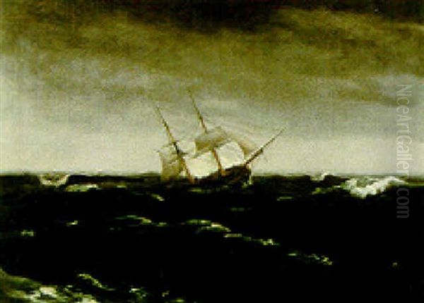 A Brig In Rough Waters - view 1