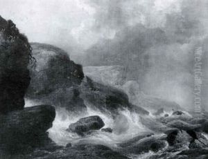 Storm Waves The Battering Rocky Coast by Thomas Birch