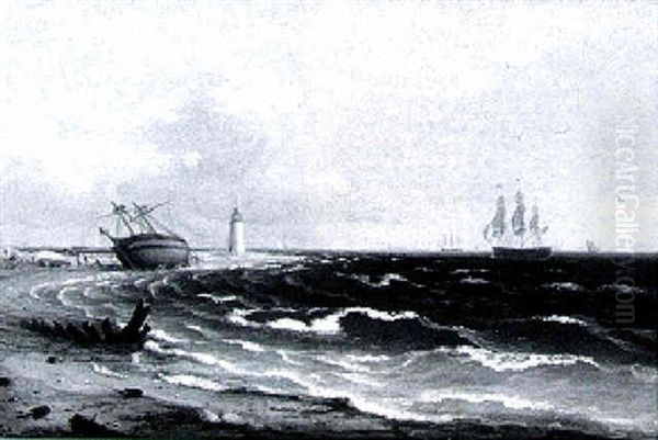 Stranded Ship By A Lighthouse - view 1