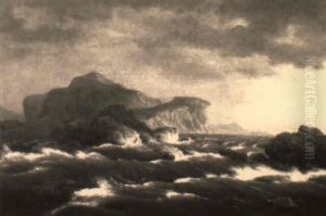 Rocky Coast With Turbulent Seas by Thomas Birch
