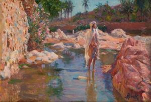 Jeune Fille A L'oued by Alphonse Birck