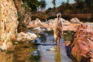 Femme Dans L'oued De Bou-saada by Alphonse Birck