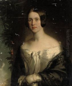 Portrait Of A Lady In A White Dress And Black Shawl Portrait Of A Lady In A White Dress And Black Shawl