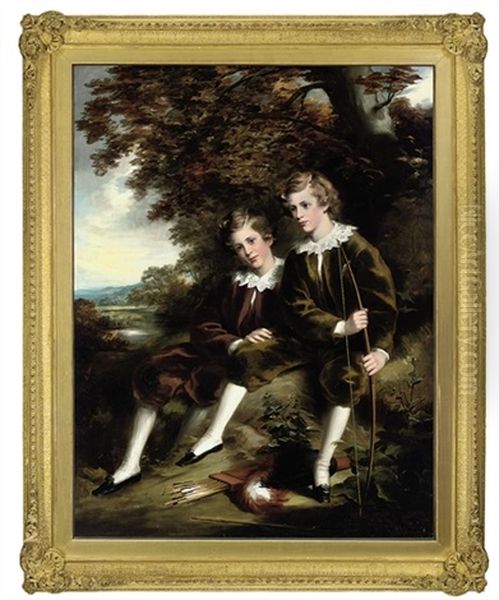 Portrait Of Charles And Terrell Garnett Of Undercliffe House, Bradford, In A Landscape - view 1
