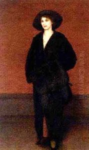 Portrait Of A Lady In A Black Coat And Fur Muff
