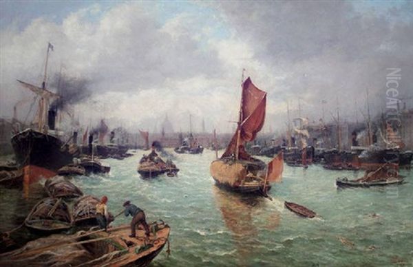 The Thames From London Bridge, Looking Towards St. Pauls - view 1
