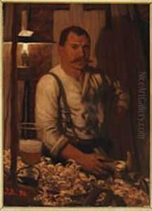 Portrait Of Carpenter Lauritz Lassen In His Workshop In Berlin
