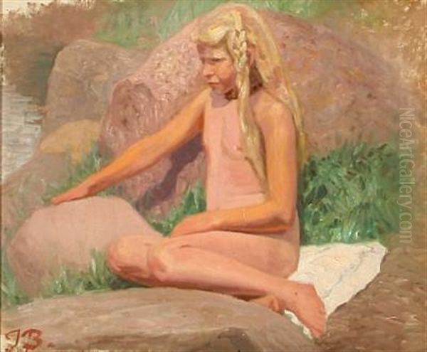 Naked Girl On A Beach (study For Painting) - view 1
