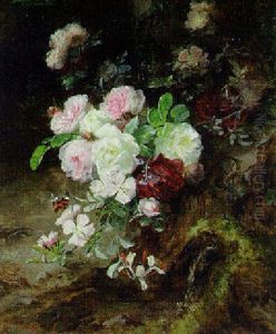 Floral Still Life Of Roses by Franz Xaver Birkinger