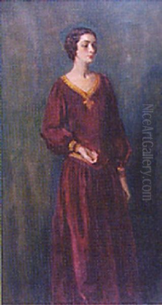 Portrait Of Artist's Wife In Red Dress - view 1