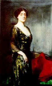 Portrait Of Dark-haired European Mistress by Oswald Hornby J. Birley