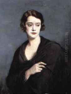 Portrait Of A Lady In A Black Shawl by Oswald Hornby J. Birley