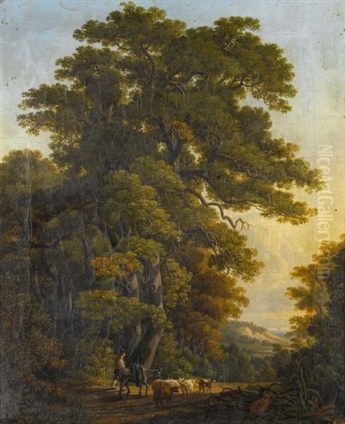 Sommerliche Landschaft Mit Hirten Und Ziegen - view 1