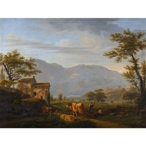 Sommerliche Seelandschaft Mit Hirten Und Vieh Sommerliche Seelandschaft Mit Hirten Und Vieh