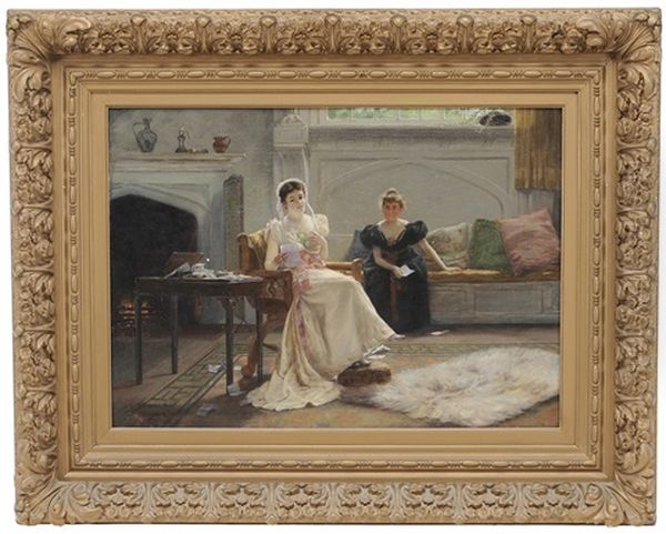 Young Woman Reading Love Notes With A Companion - view 1