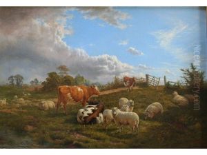Cattle And Sheep In A Field by Henry Birtles
