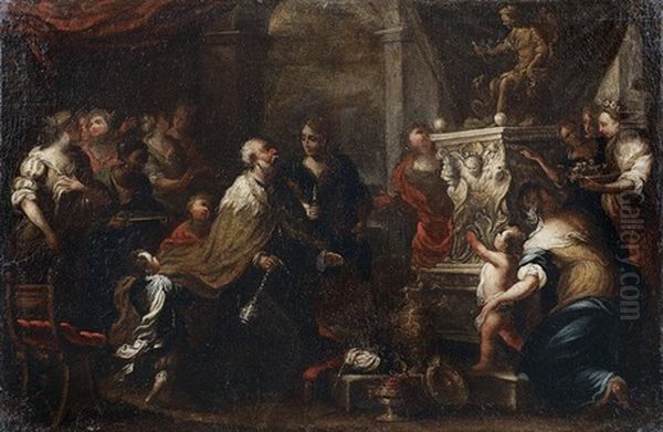 Salomon Sacrifiant Aux Idoles (+ Moise Sauve Des Eaux; Pair) - view 1