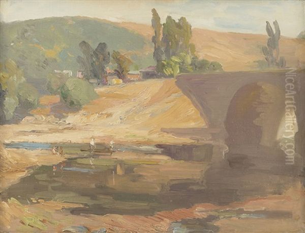 Figures Near Water In The Arroyo Seco - view 1