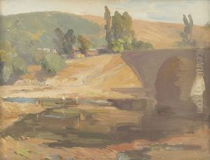 Figures Near Water In The Arroyo Seco by Franz Arthur Bischoff