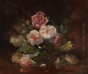 An Arrangement Of Pink Roses by Franz Arthur Bischoff