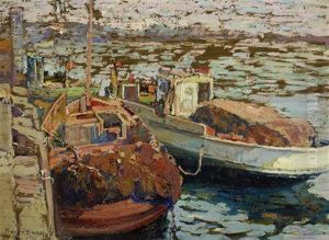 Fishing Boats (san Pedro) by Franz Arthur Bischoff