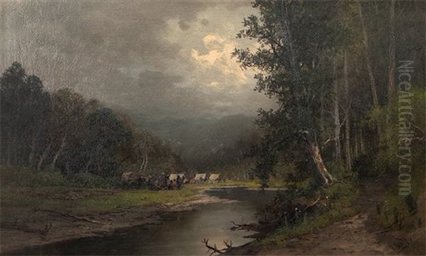 Encampment In A Forest Clearing - view 1