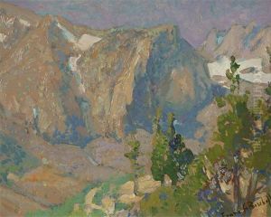 Eastern Sierra Nevada Mountains Big Pine Canyon V- Notch In Spring by Franz Arthur Bischoff