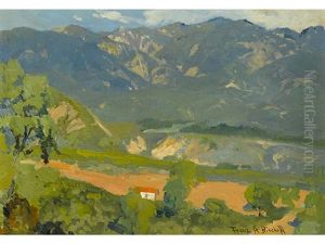 Pasadena Foothills With Lone House by Franz Arthur Bischoff