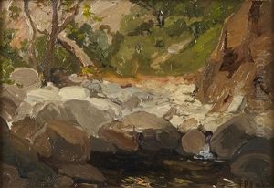 A Brook In The Woods by Franz Arthur Bischoff
