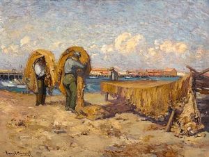 Mending Nets, San Pedro by Franz Arthur Bischoff