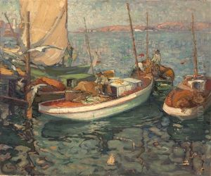 Delivering The Catch, San Pedro by Franz Arthur Bischoff