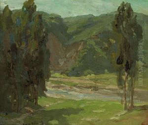 Stream Through A Green Valley by Franz Arthur Bischoff