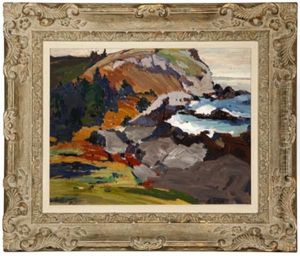 Crashing Waves In A Rocky Coastal View