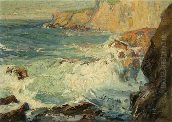 Surf Breaking Over Rocks - view 1