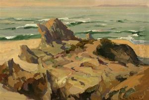 View Of Catalina Island From Balboa Rocks by Franz Arthur Bischoff