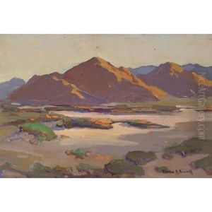 A Desert Landscape With Mountains In The Distance by Franz Arthur Bischoff