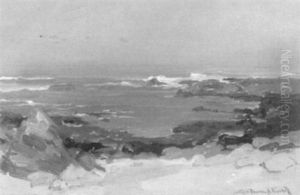 A Rocky California Coastal Scene by Franz Arthur Bischoff