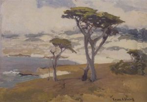 A California Coastline With Cypress Trees by Franz Arthur Bischoff