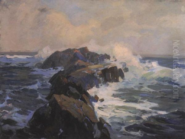 Mountain River Landscape With Fisherman - view 1
