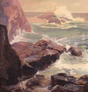 Rocky Coastal Landscape by Franz Arthur Bischoff