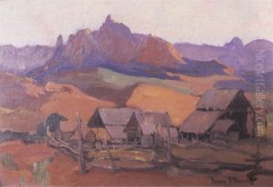 Western Mountainous Landscape by Franz Arthur Bischoff