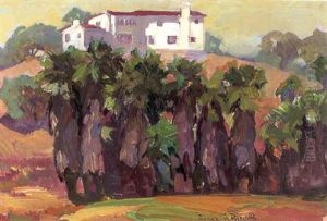 A House On A Hill Overlooking Palm Trees by Franz Arthur Bischoff