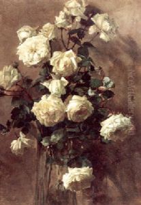 White Roses In A Glass Vase