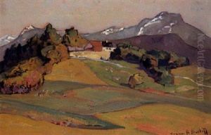 Mountains With Snow by Franz Arthur Bischoff