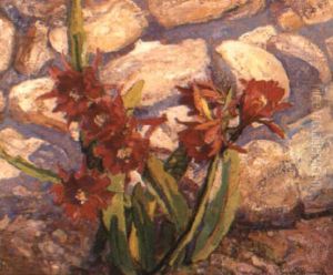 Flowers By The Garden Wall by Franz Arthur Bischoff