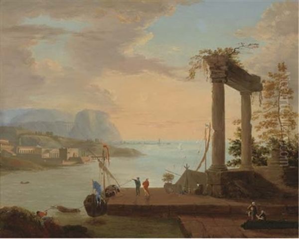 Unloading Cargo By The Ruins - view 1