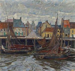 Fischerboote Im Hafen by Ernst Bischoff-Culm