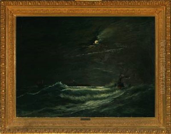 Ships At Sea In The Moonlight - view 1