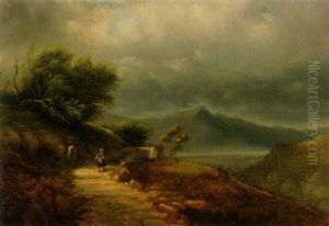 Landschaft Mit Magd Auf Dem Weg by Giuseppe Bisi
