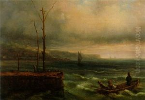 Kustenlandschaft Mit Auslaufendem Ruderboot by Giuseppe Bisi